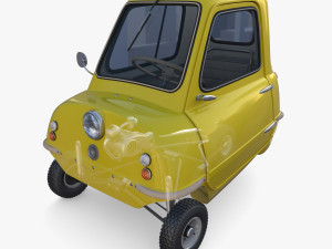 peel p50 yellow with interior and chassis 3D Модель