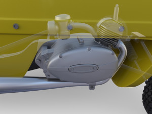 peel p50 yellow with interior and chassis 3D Модель