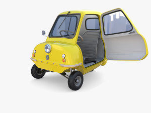 peel p50 yellow with interior and chassis 3D Модель