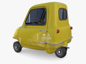 peel p50 yellow with interior and chassis 3D Модель