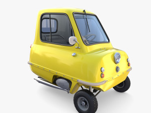 peel p50 yellow with interior and chassis 3D Модель