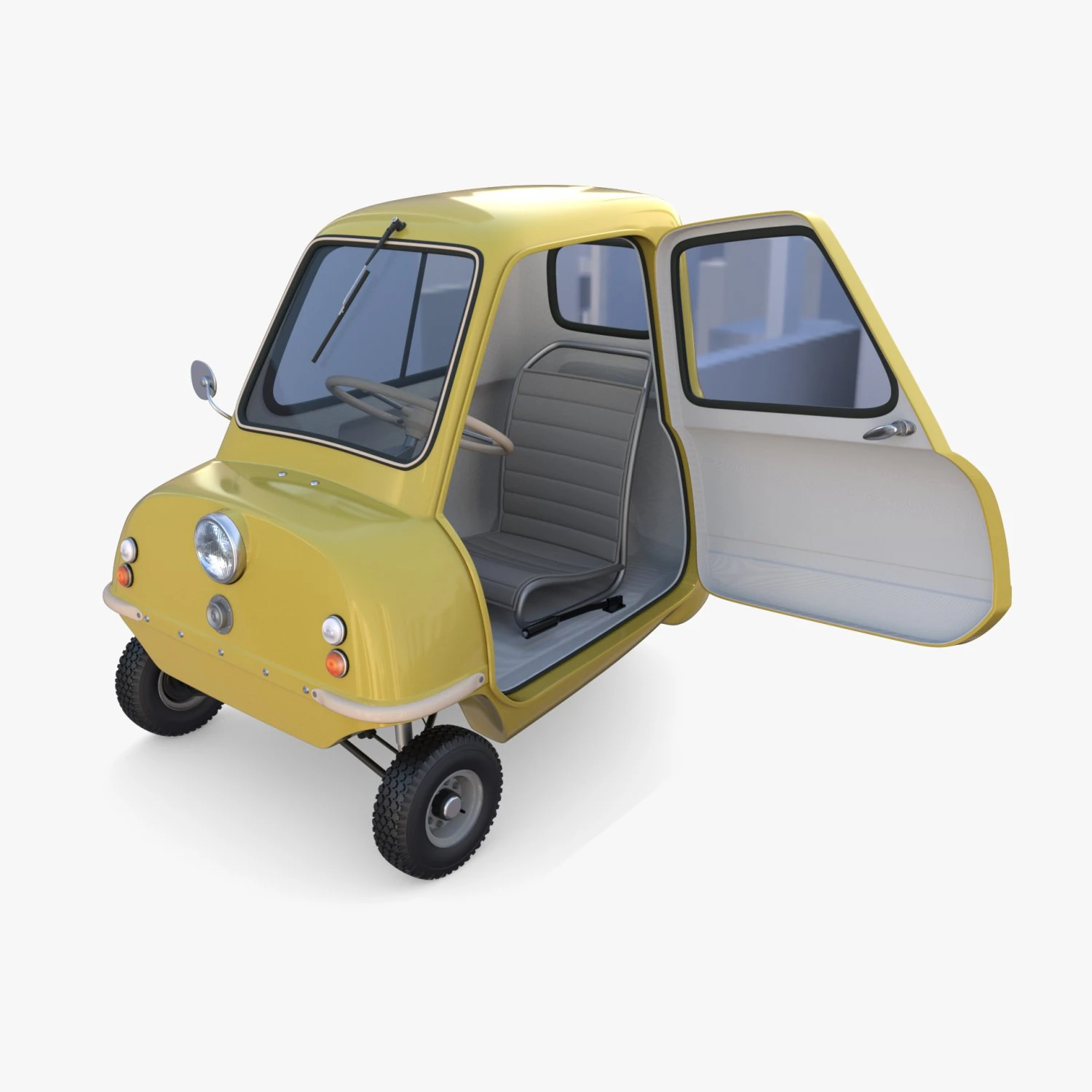 generic 50cc microcar with interior and chassis 3D Model .c4d .max .obj .3ds .fbx .stl .blend 