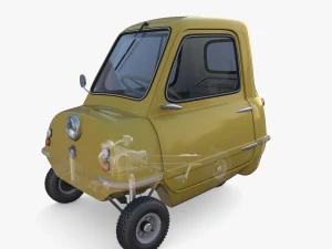 generic 50cc microcar with interior and chassis 3D Model