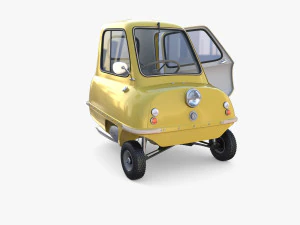 generic 50cc microcar with interior and chassis 3D Model