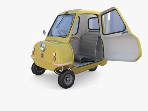 generic 50cc microcar with interior and chassis 3D Model