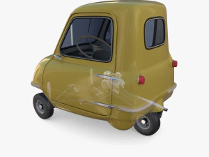 generic 50cc microcar with interior and chassis 3D Model