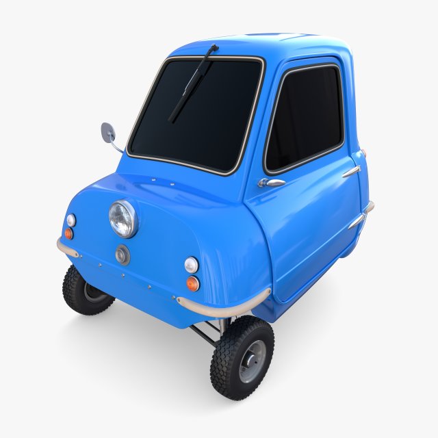 peel p50 blue with chassis 3D मॉडल .c4d .max .obj .3ds .fbx .stl .blend 