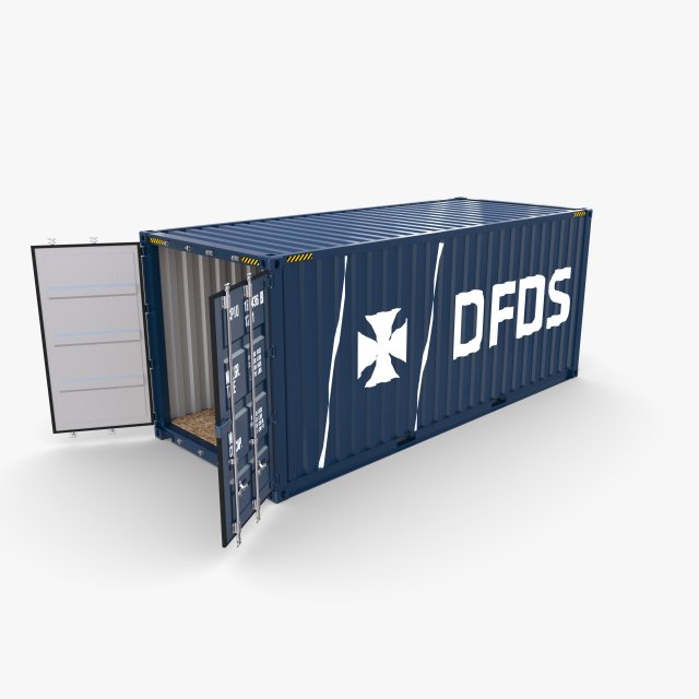 20ft shipping container dfds Modelo 3D .c4d .max .obj .3ds .fbx .stl .blend 