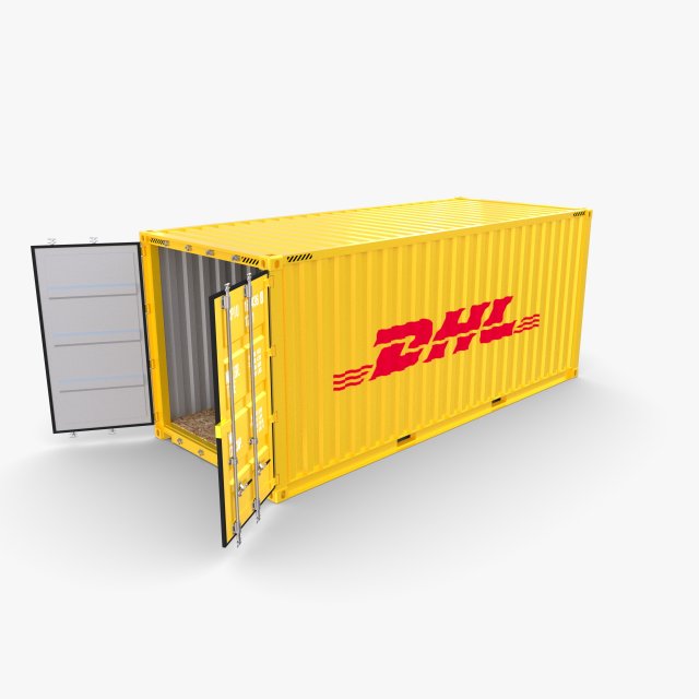 20ft shipping container dhl 3D Model .c4d .max .obj .3ds .fbx .stl .blend 