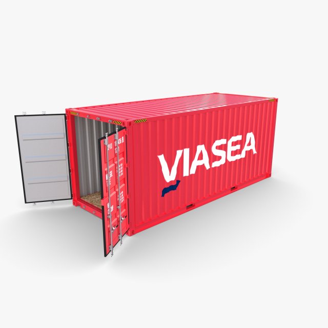 20ft shipping container viasea 3D Model .c4d .max .obj .3ds .fbx .stl .blend 