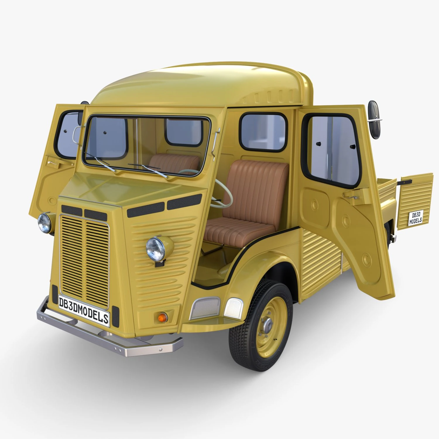 Generic 40s Van Pick Up with interior v3 3D Model .c4d .max .obj .3ds .fbx .stl .blend