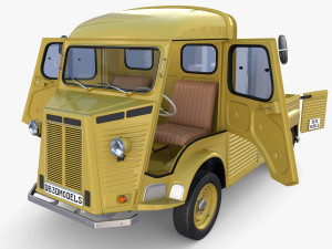 Generic 40s Van Pick Up with interior v3 3D Model
