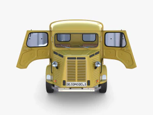 Generic 40s Van Pick Up with interior v3 3D Model