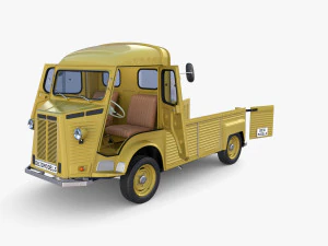 Generic 40s Van Pick Up with interior v3 3D Model