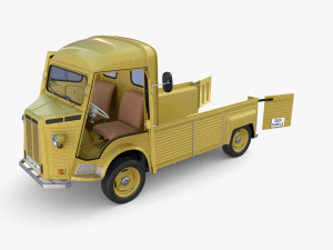 Generic 40s Van Pick Up with interior v3 3D Model