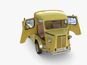 Generic 40s Van Pick Up with interior v3 3D Model