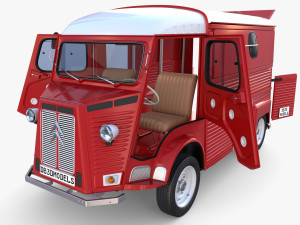 Citroen HY Red with interior 3D Model