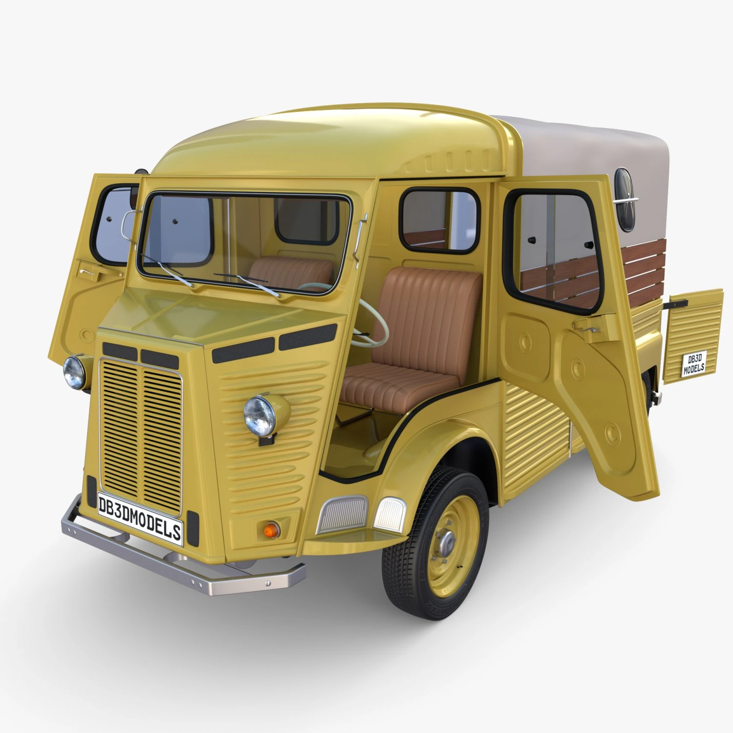 Generic 40s Van Pick Up with interior v1 3D Model .c4d .max .obj .3ds .fbx .stl .blend