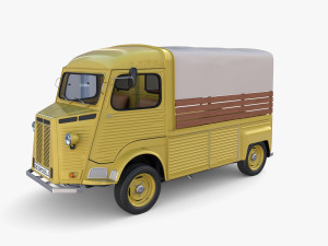 Generic 40s Van Pick Up with interior v1 3D Model
