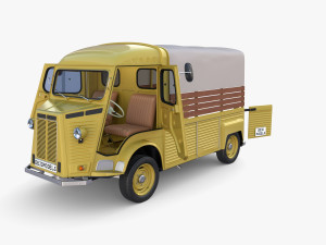 Generic 40s Van Pick Up with interior v1 3D Model