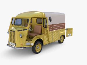 Generic 40s Van Pick Up with interior v1 3D Model