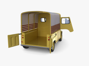 Generic 40s Van Pick Up with interior v1 3D Model