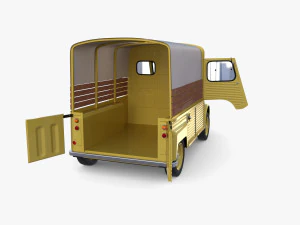 Generic 40s Van Pick Up with interior v1 3D Model