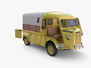 Generic 40s Van Pick Up with interior v1 3D Model