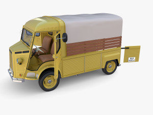 Generic 40s Van Pick Up with interior v1 3D Model