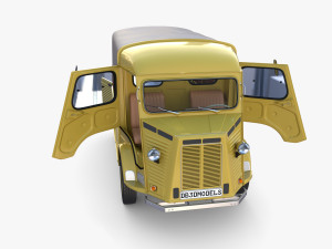 Generic 40s Van Pick Up with interior v1 3D Model
