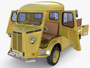 Generic 40s Van Pick Up with interior v2 3D Model