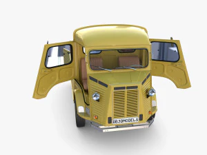Generic 40s Van Pick Up with interior v2 3D Model
