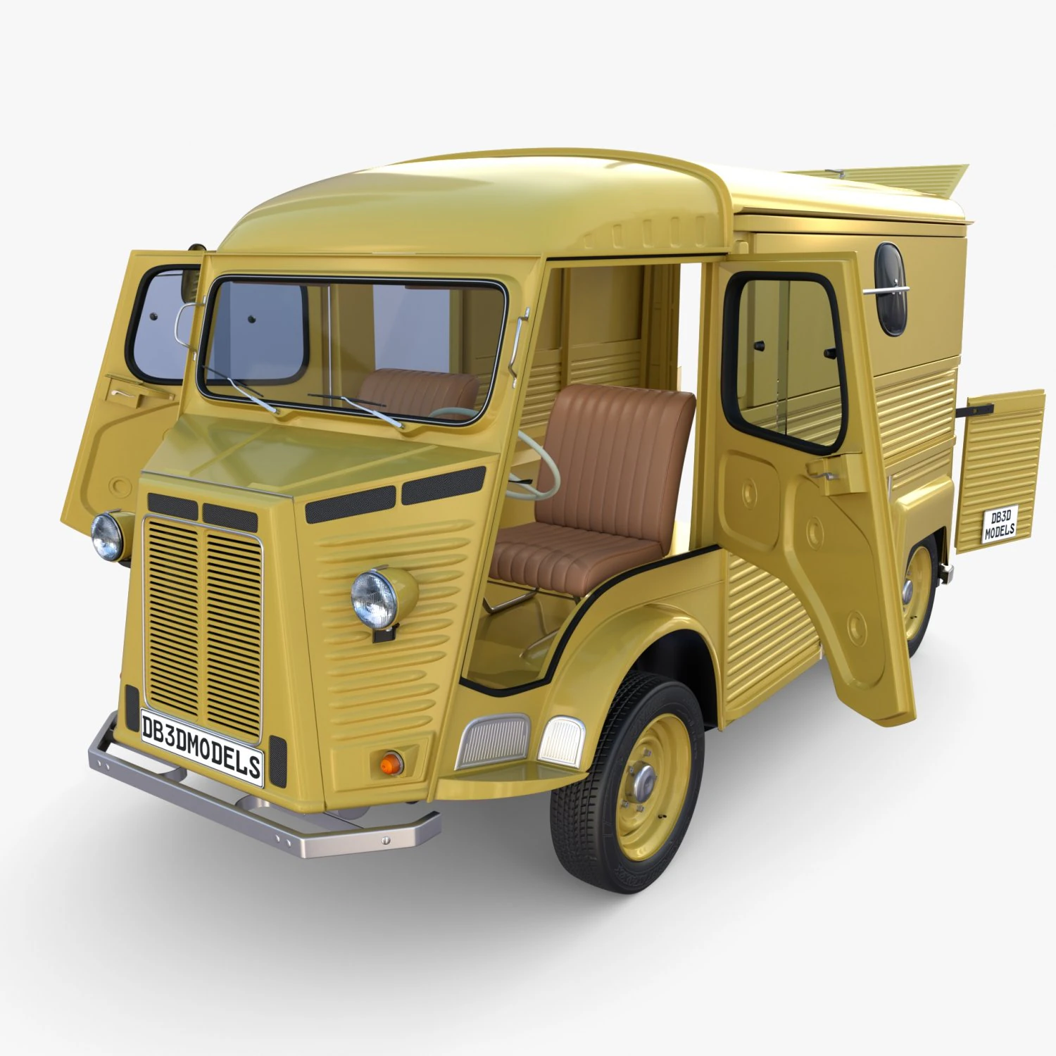 Generic 40s Van with interior 3D Model .c4d .max .obj .3ds .fbx .stl .blend