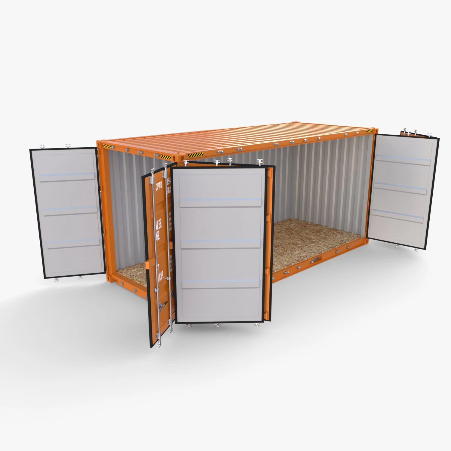 20ft Shipping Container Side Open High Cube 3D Model .c4d .max .obj .3ds .fbx .stl .blend 