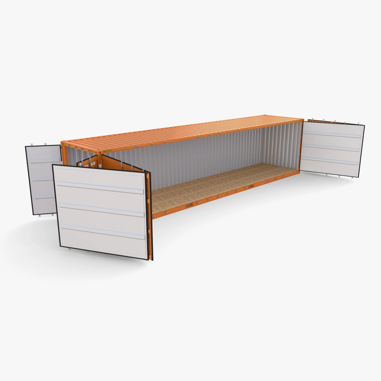 40ft Shipping Container Side Open High Cube 3D Model .c4d .max .obj .3ds .fbx .stl .blend 