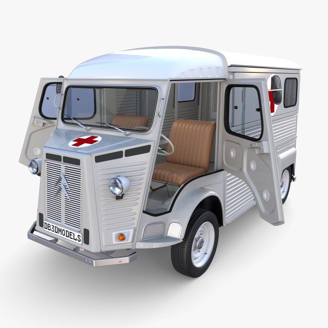 Citroen HY Ambulance with interior 3D Model .c4d .max .obj .3ds .fbx .stl .blend 