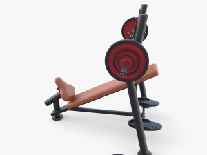 Olympic inclined bench Model 3D