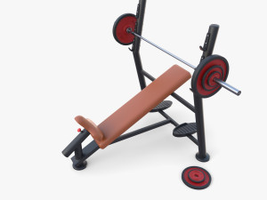 Olympic inclined bench Model 3D