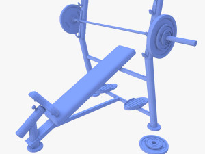 Olympic inclined bench Model 3D