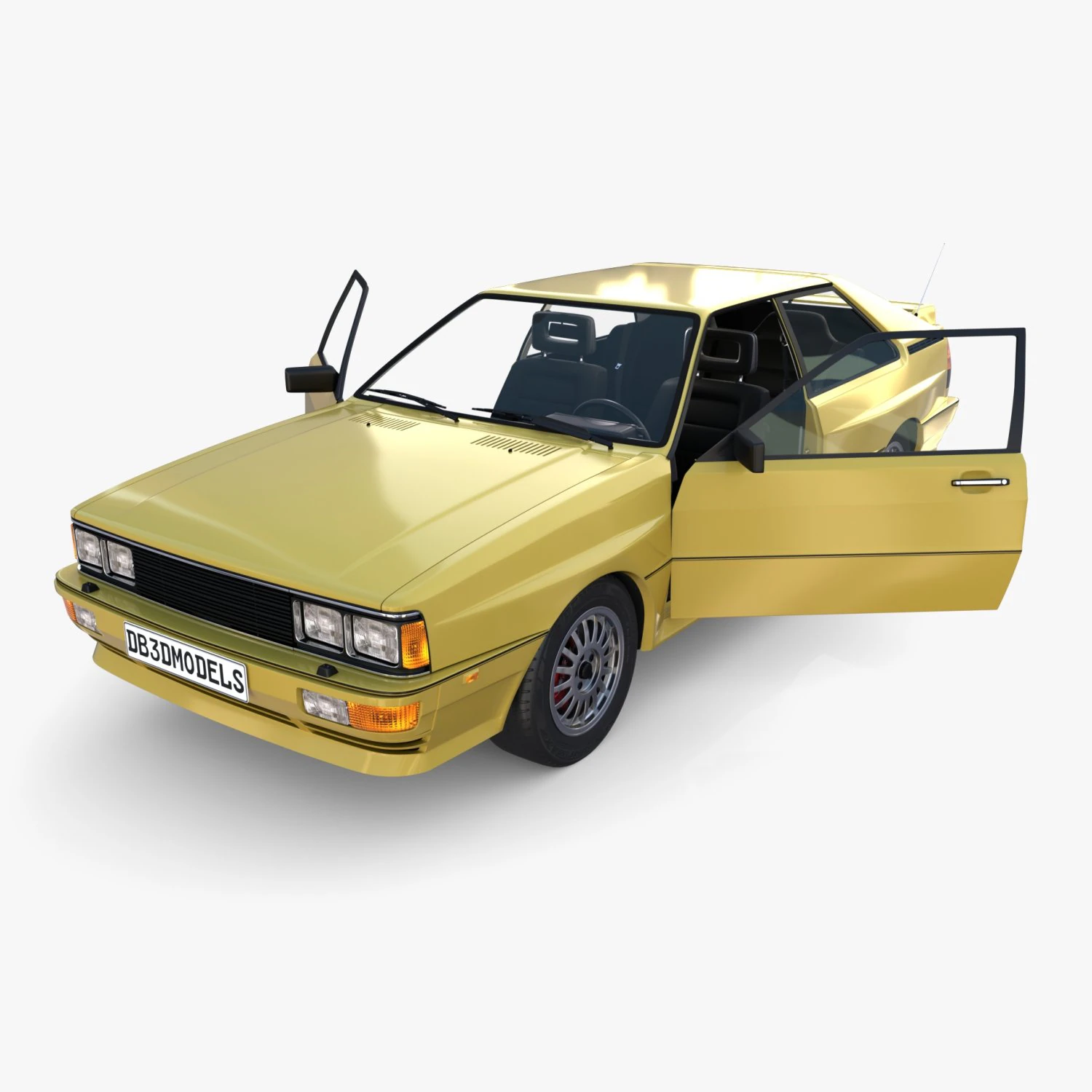 Generic 80s Coupe with interior 3D Model .c4d .max .obj .3ds .fbx .stl .blend 