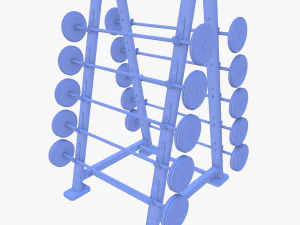 Barbell rack double 3D Model