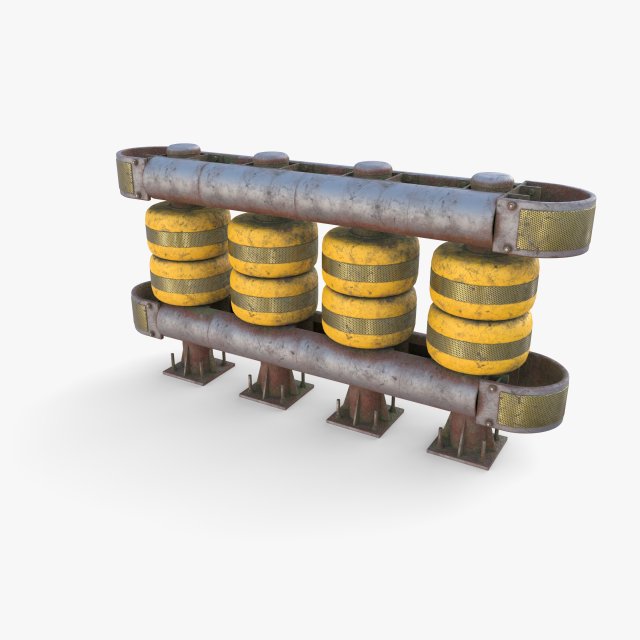 Tileable rolling barrier v1 weathered 3D Model .c4d .max .obj .3ds .fbx .stl .blend 