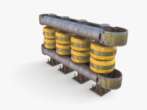 Tileable rolling barrier v1 weathered 3D Model