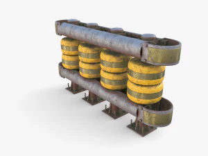 Tileable rolling barrier v1 weathered 3D Model