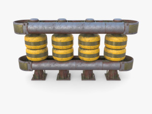 Tileable rolling barrier v1 weathered 3D Model