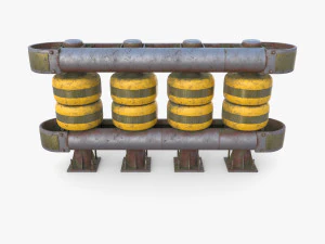 Tileable rolling barrier v1 weathered 3D Model
