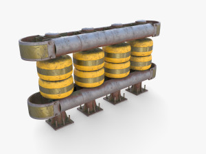 Tileable rolling barrier v1 weathered 3D Model