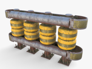 Tileable rolling barrier v1 weathered 3D Model