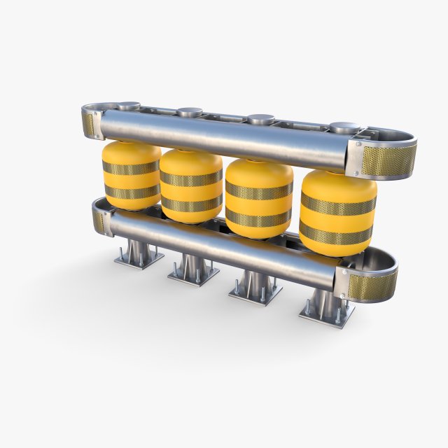 Tileable rolling barrier v2 3D Model .c4d .max .obj .3ds .fbx .stl .blend 