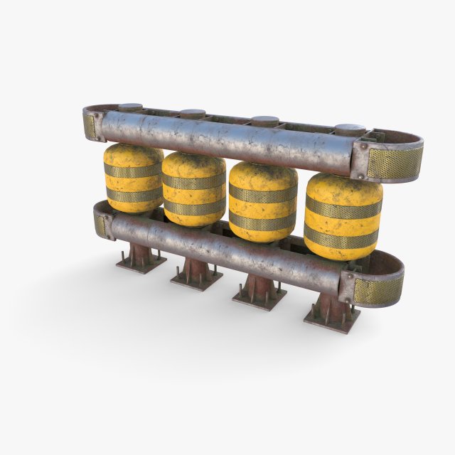 Tileable rolling barrier v2 weathered 3D Model .c4d .max .obj .3ds .fbx .stl .blend 